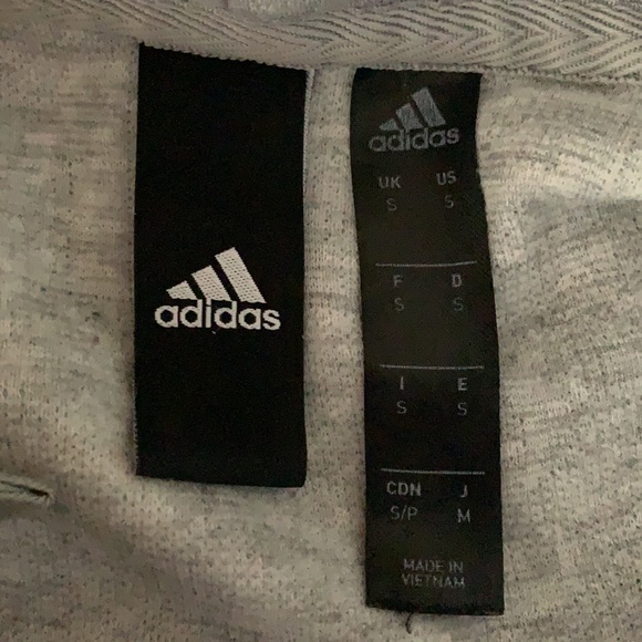 Gray and White Adidas Pullover Hoodie (small) - Picture 3 of 7